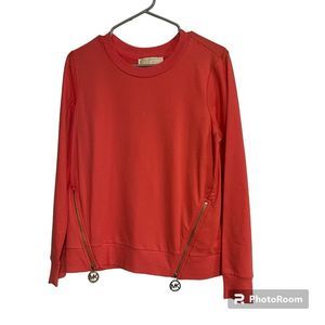 Michael Michael Kors Coral Zipper Sweatshirt, Size Small